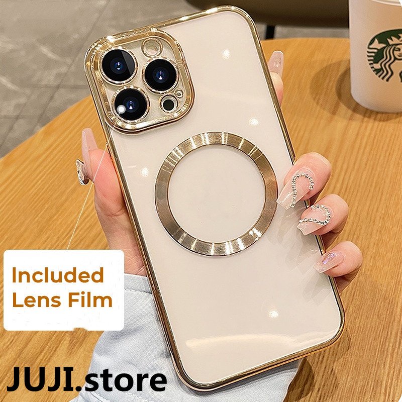 Ốp Điện Thoại Trong Suốt Mạ Vàng 8D Sang Trọng Cho Iphone 14 13 12 11 Pro MAX 7 + 8 PLUS X XS MAX XR