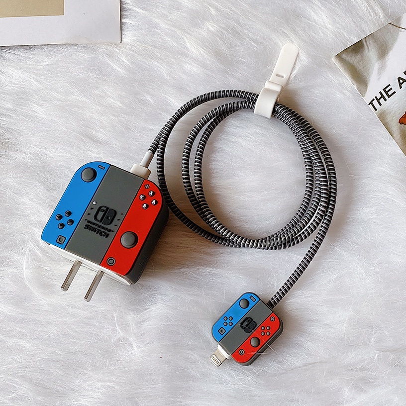 Bộ 3 Phụ Kiện Bảo Vệ Dây Cáp Sạc IPhone 18W 20W Hình Máy Chơi Game Cầm Tay Bằng Silicone