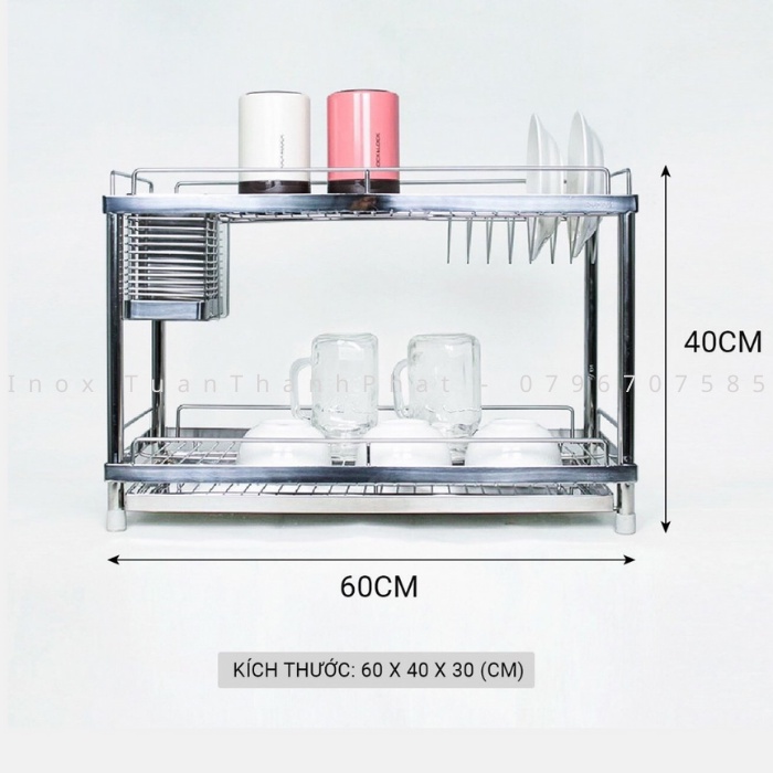 Kệ chén 2 tầng INOX 304 CAO CẤP - Kệ úp bát Inox Tuấn Thành Phát