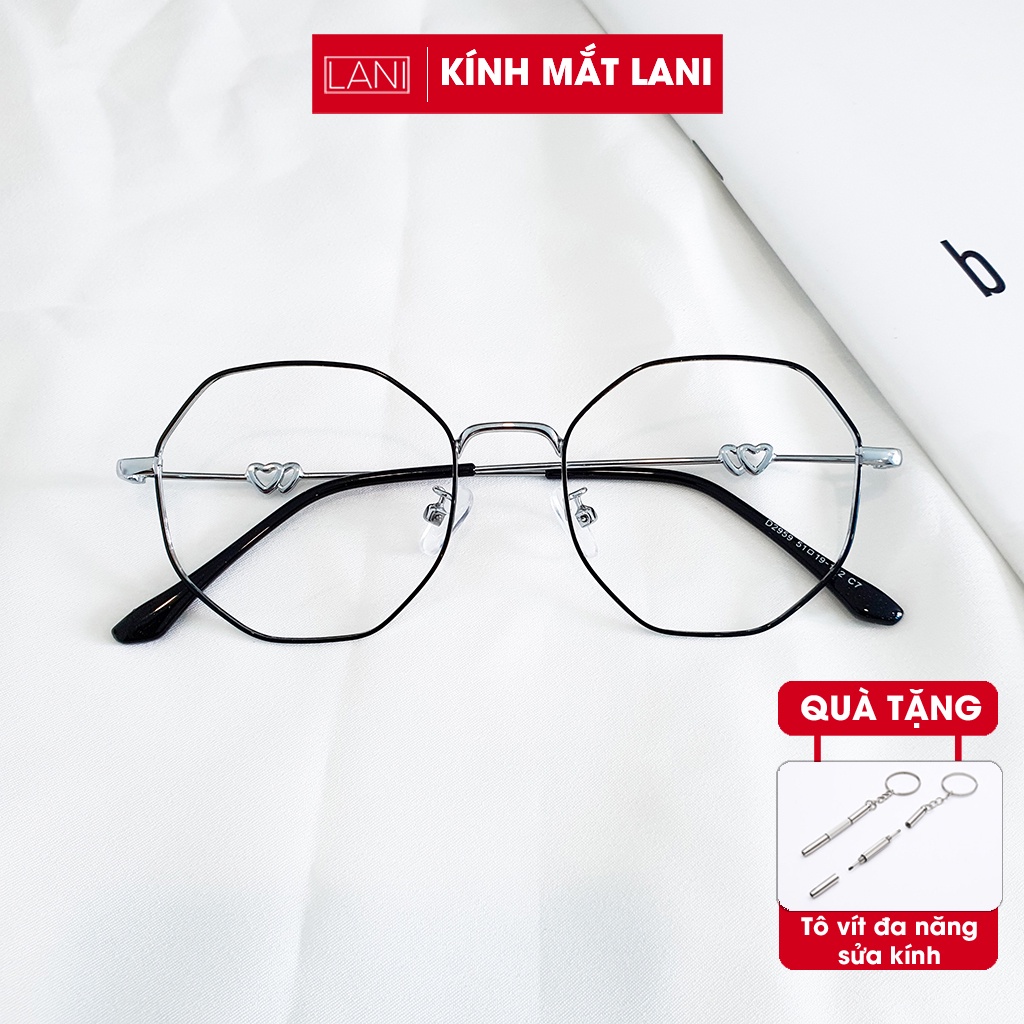 Gọng kính cận nữ LANI kim loại cứng cáp 19050 đa giác cá tính