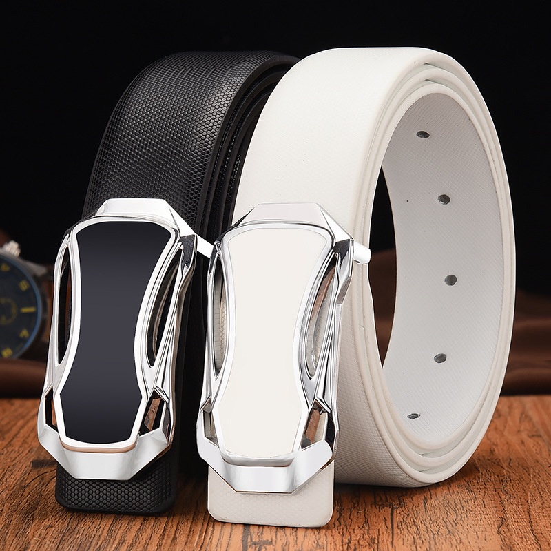 Thắt Lưng Da Thật Màu Trắng Khóa Cài Đơn Giản Phong Cách Hàn Quốc Cho Nam 10 / 12