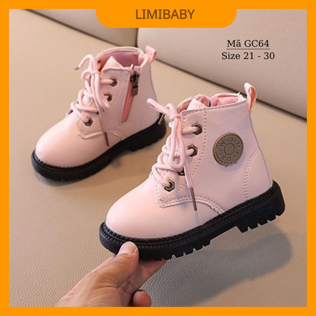 Giày Boots cổ cao màu hồng xinh xắn và dễ thương cho bé gái 1 - 5 tuổi phong cách Hàn Quốc GC64