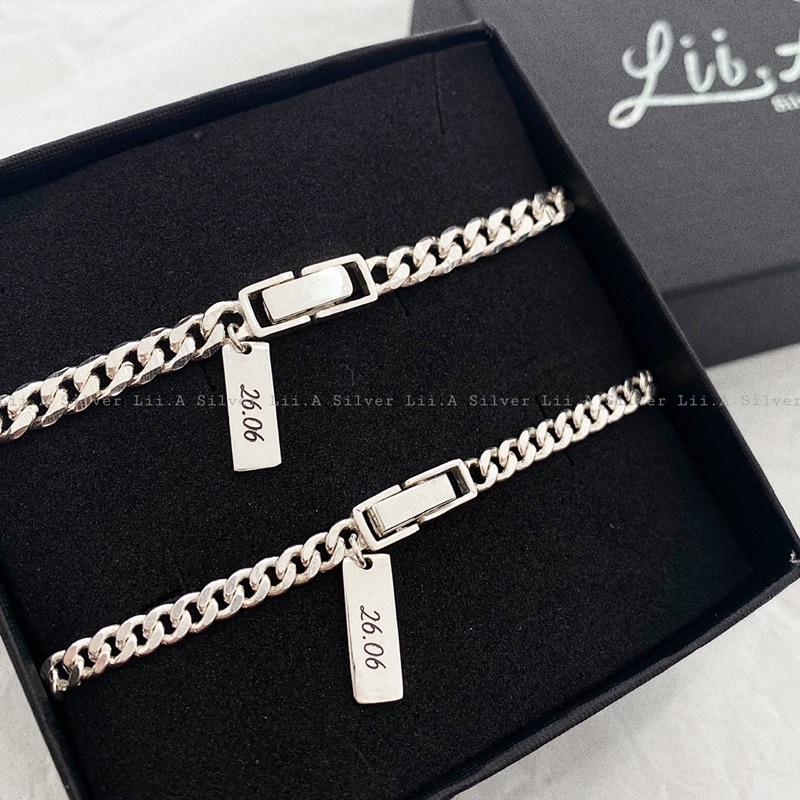 Vòng đôi bạc khoá bật Lii.A Silver