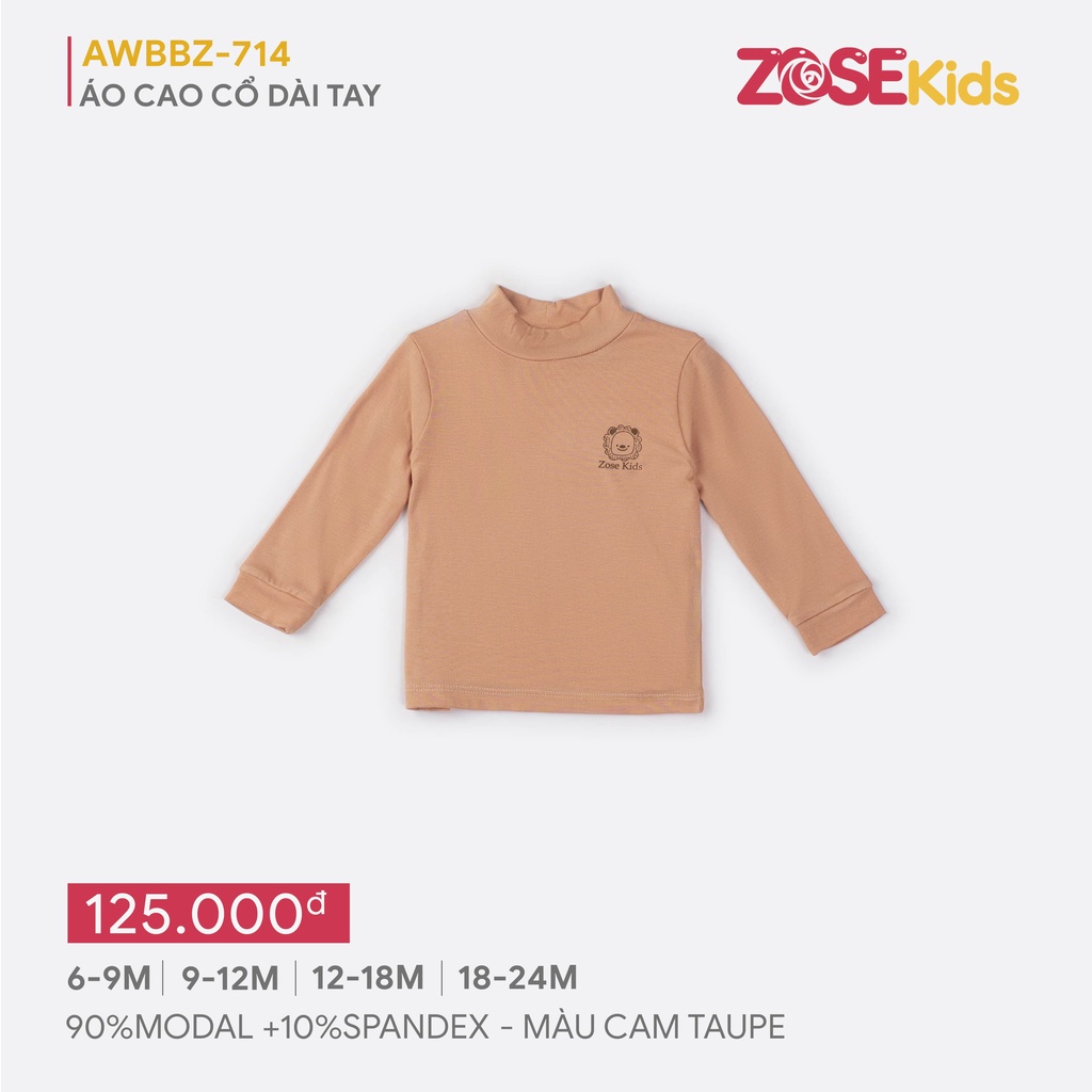 Áo dài tay DEROSA KIDS áo cao cổ cho bé từ 6 đến 24 tháng AWBBZ714A
