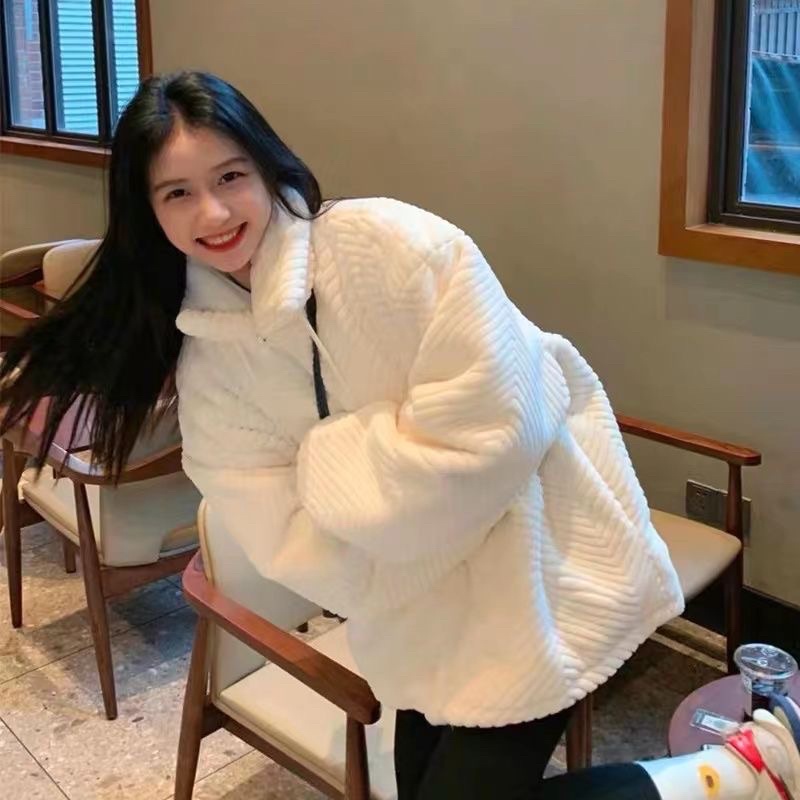 SẴN L Áo Khoác Lông Mùa Đông Dày Hai Lớp