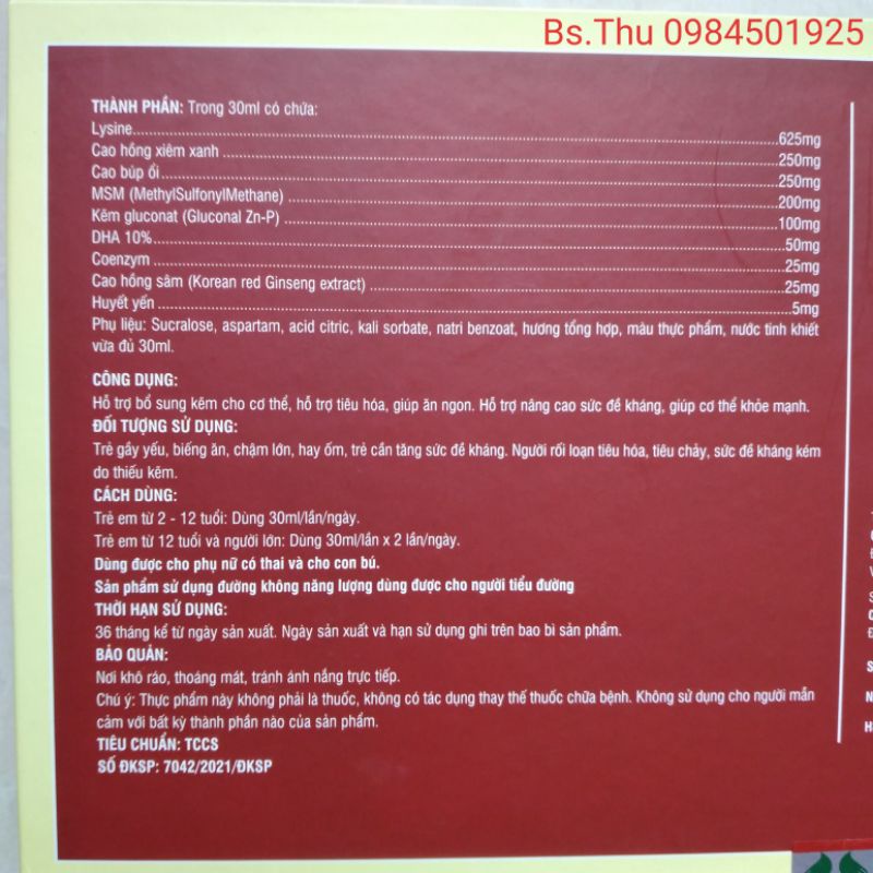SÂM HUYẾT YẾN DHA Kid's Nest hỗ trợ tiêu hóa, ăn ngon, nâng cao đề kháng, giúp cơ thể khỏe mạnh hộp 10 chai 30ml