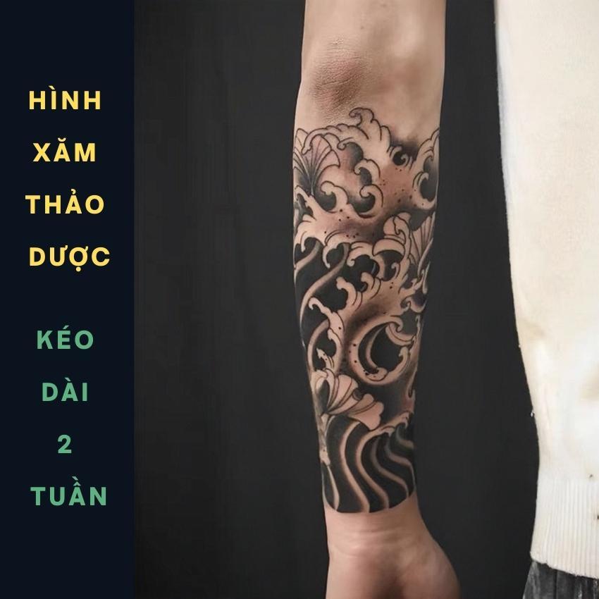 Hình Xăm Dán Tạm Thời Thảo Dược 15 Ngày Thethathuu Chống Nước Chống Mồ Hôi Inkaholic Cánh Tay Sóng Nhật Cổ V23
