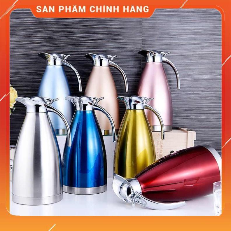 Ca nước giữ nhiệt inox 2 lớp loại 2 lít - Bình pha trà, pha cà phê đựng nước cao cấp - Bình giữ nhiệt