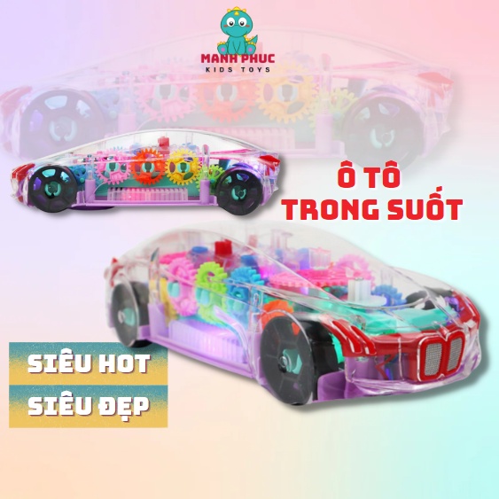 Đồ chơi ô tô, Tàu Hỏa, trong suốt bằng nhựa, có đèn có nhạc