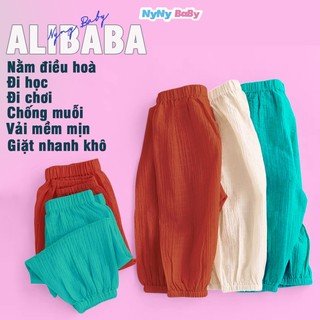 Quần Dài Chống Muỗi Cho Bé Trai Bé Gái Nyny Baby Vải Đũi Tơ Nhún Nhiều Màu Vintage Mềm Mịn Thoángmát Từ 8-24kg (1-7TUỔI)