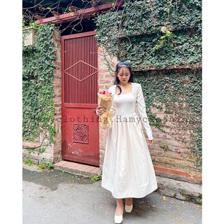 Váy maxi nơ lưng cổ vuông