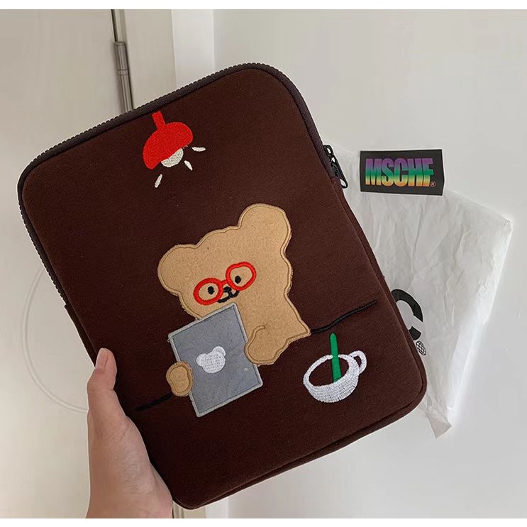 Túi đựng máy tính xách tay 11/ 13/ 15/ 15.6 inch chống sốc thêu họa tiết phong cách Hàn Quốc đáng yêu