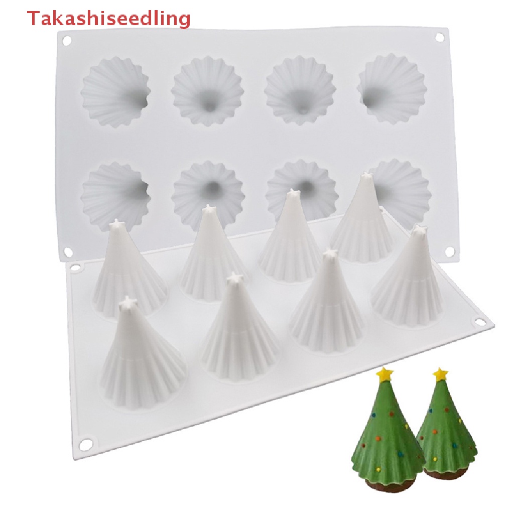 Khuôn Làm Bánh Chất Liệu Silicone Có 8 Ngăn Hình Cây Thông Giáng Sinh