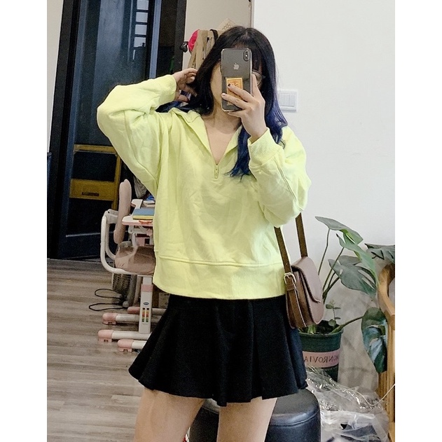 Áo nỉ dáng ngắn dư