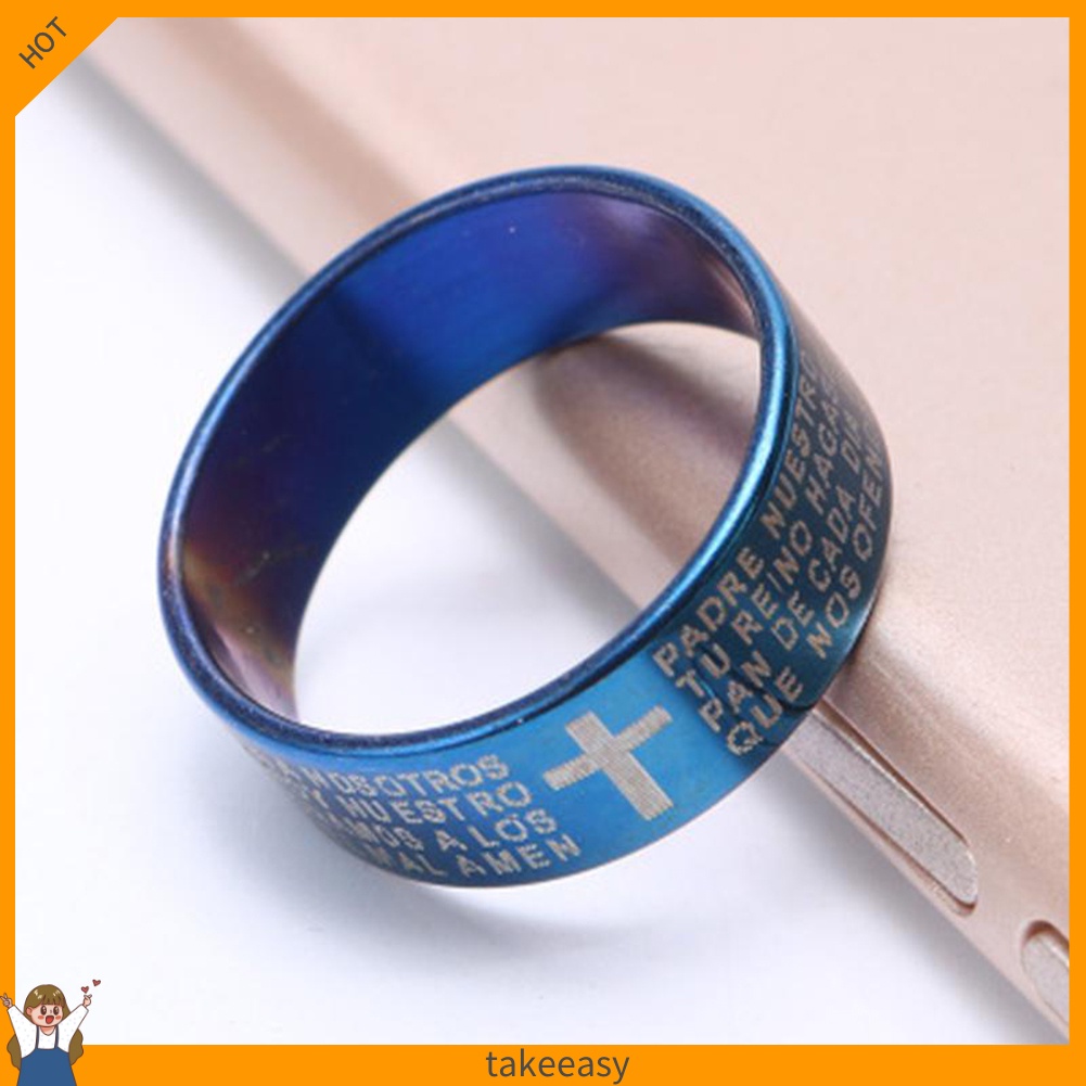 Nhẫn đeo tay bằng thép titan họa tiết chữ thập thời trang cho cặp đôi