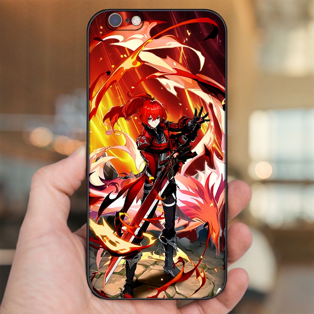 Ốp lưng iPhone 6, 6s dẻo đen cạnh vuông in hình Diluc Genshin Impact