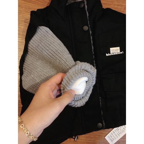 Khoác kaki dày lót lông phối len bé trai hàng qc siêu đẹp