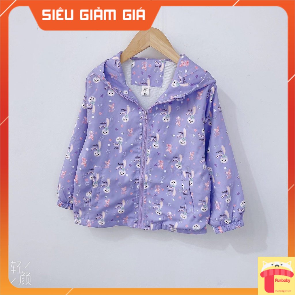 Áo gió 2 lớp cho bé 4-10 tuổi 2 lớp in hình xuất Hàn, Áo khoác gió bé gái cao cấp lót lưới hình ngộ nghĩnh