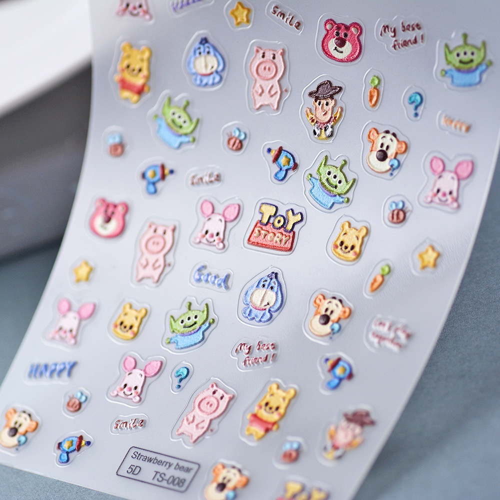 Miếng Dán Trang Trí Móng Tay 3D Hình Động Vật Hoạt Hình Xinh Xắn