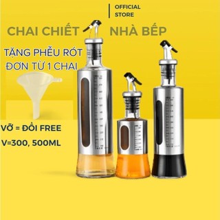 ⚡tặng phễu rót⚡chai thủy tinh đựng dầu ăn chiết rót dầu 500ml