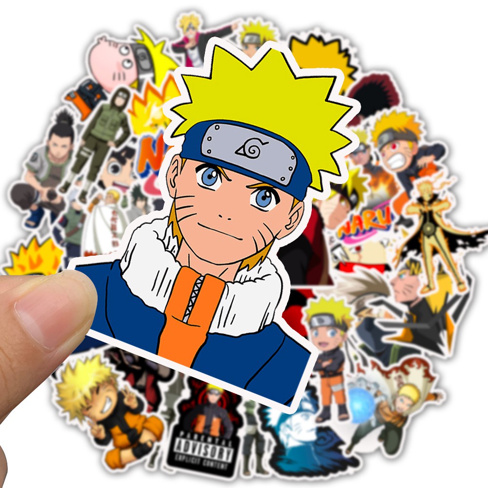 Combo 50 Sticker NARUTO CỬU VỸ hình dán chống nước dán mũ bảo hiểm, laptop, vali, điện thoại, guitar