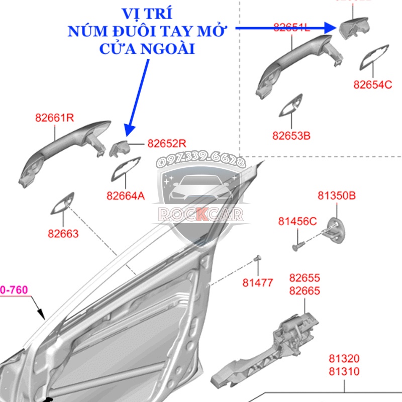 Núm đuôi tay mở cửa ngoài KIA CERATO, nhập khẩu chính hãng KIA MOTORS