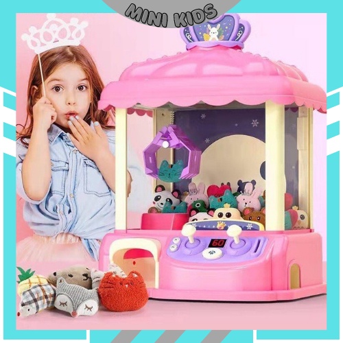 Máy gắp thú bông mini cho bé kích thước lớn, có nhạc có đèn, sẵn nhiều gấu bông cho bé