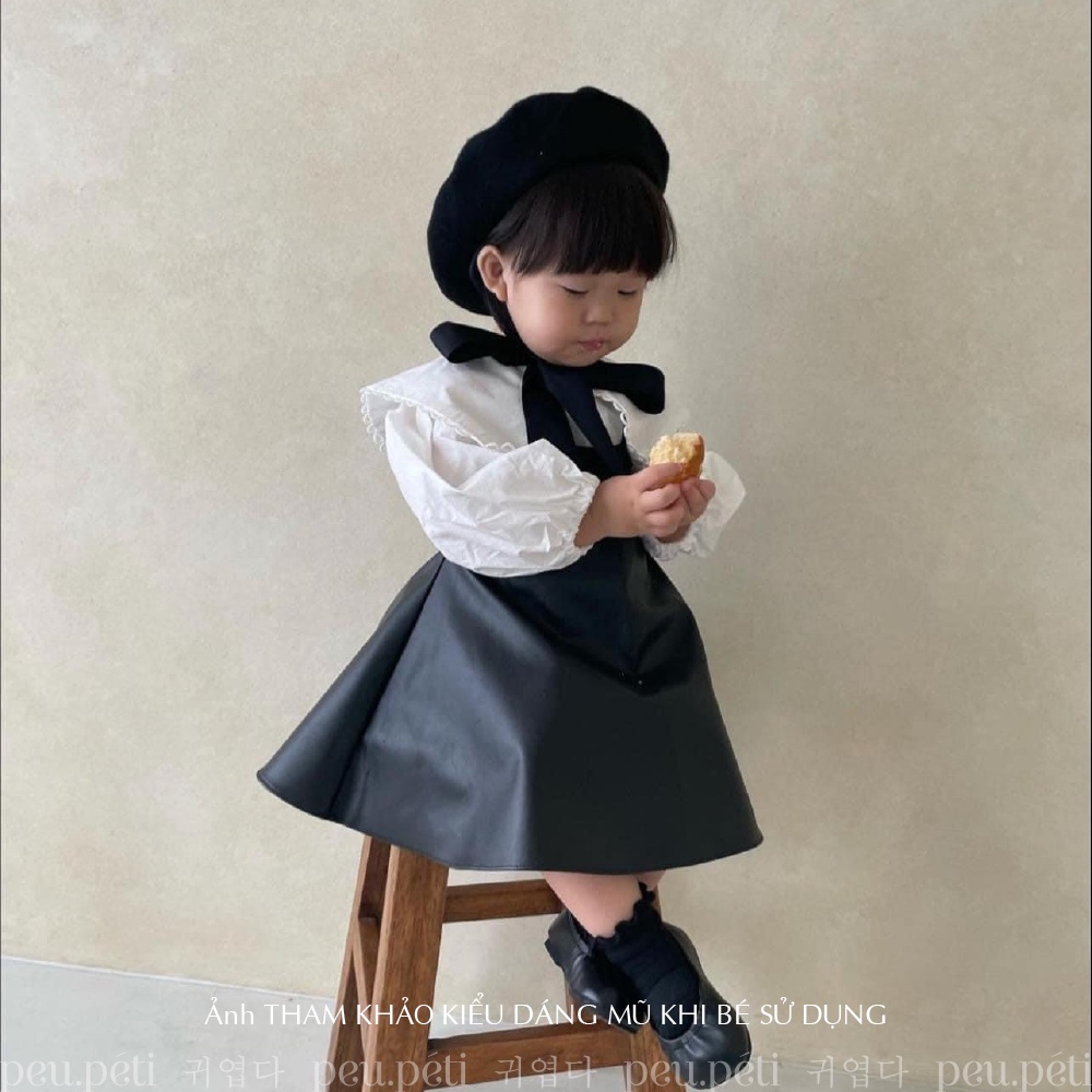 SẴN HÀNG THÊU TÊN Mũ nồi dạ ép lông xù thắt nơ style Hàn - by Peu.péti