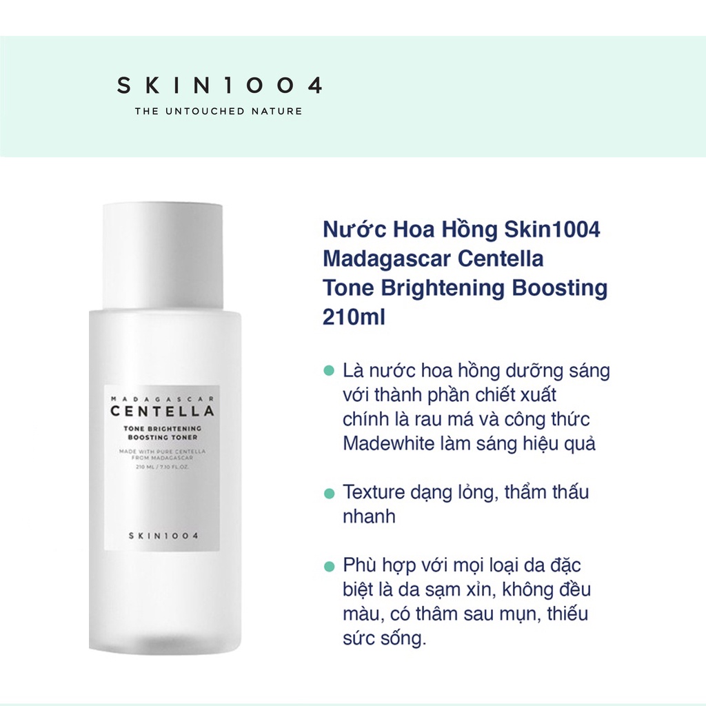 Nước hoa hồng dưỡng sáng da Skin1004 madagascar centella tone brightening boosting toner 210ml NPP Tido88