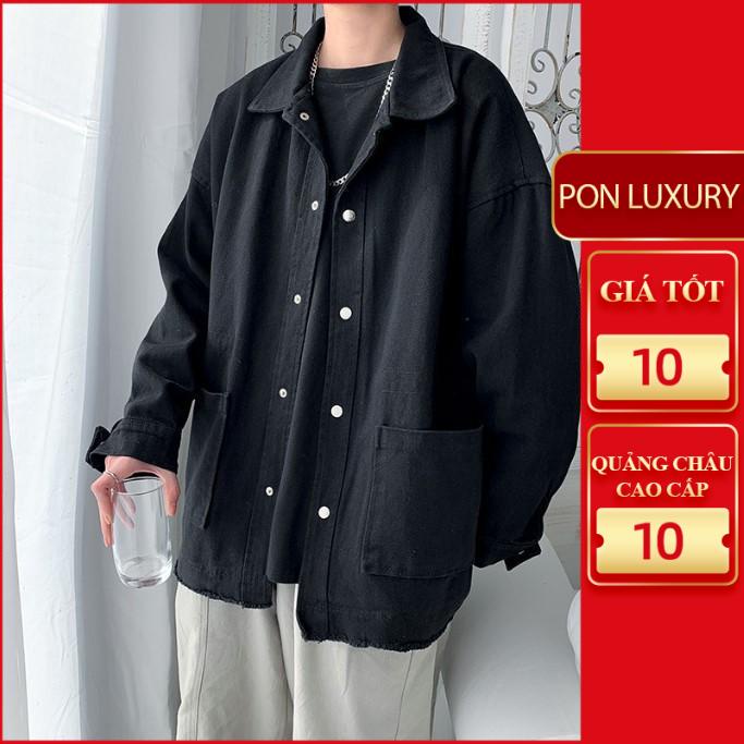 Áo khoác nam kaki form rộng dài tay màu đen và xanh phong cách Hàn Quốc ponluxury hà nội