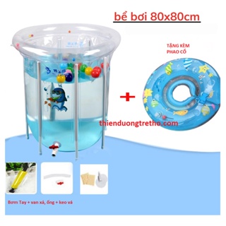 BỂ BƠI SPA ĐỨNG THÀNH CAO CHO BÉ DOCTOR DOLPHIN 80x80 TẶNG PHAO CỔ