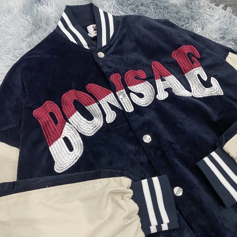 Áo khoác bomber bóng chày thêu chữ BONSAE