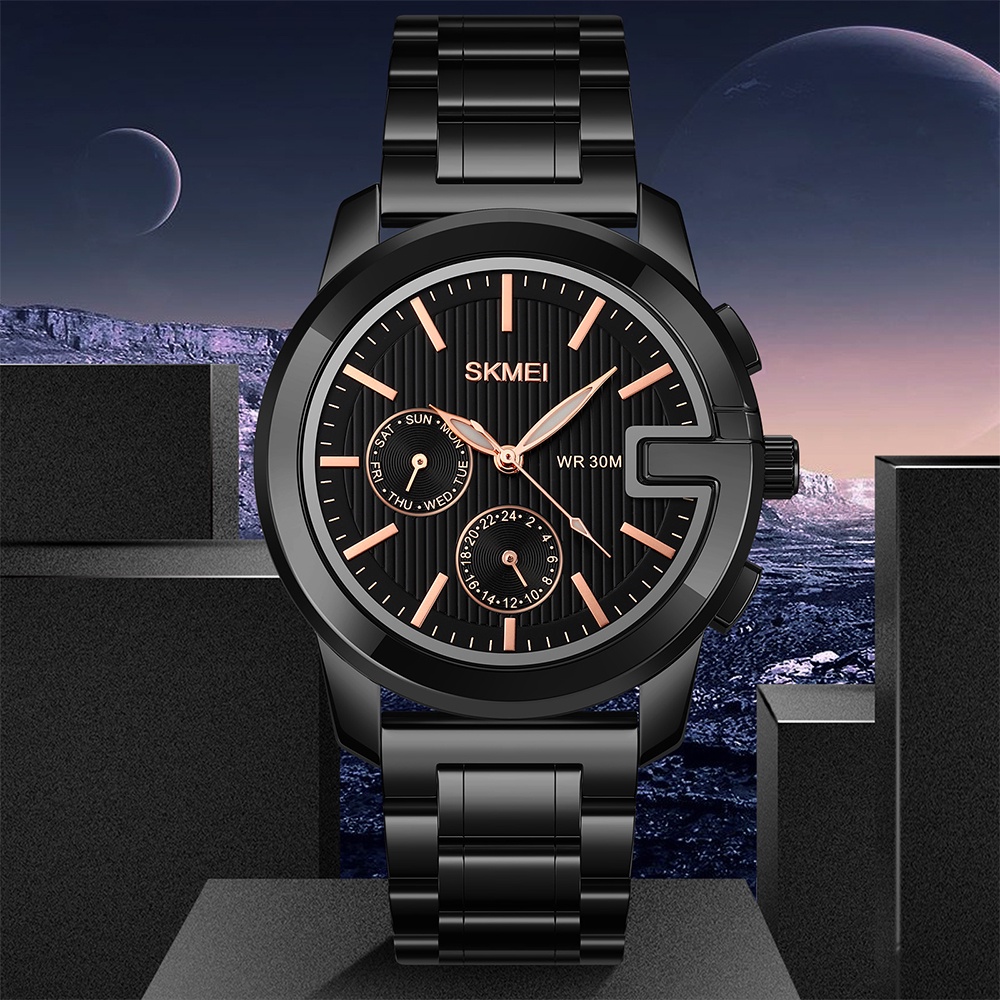 Đồng Hồ Quartz Nam Hiển Thị Ngày, Chất Liệu Thép Không Gỉ, Chống Thấm Nước SKMEI