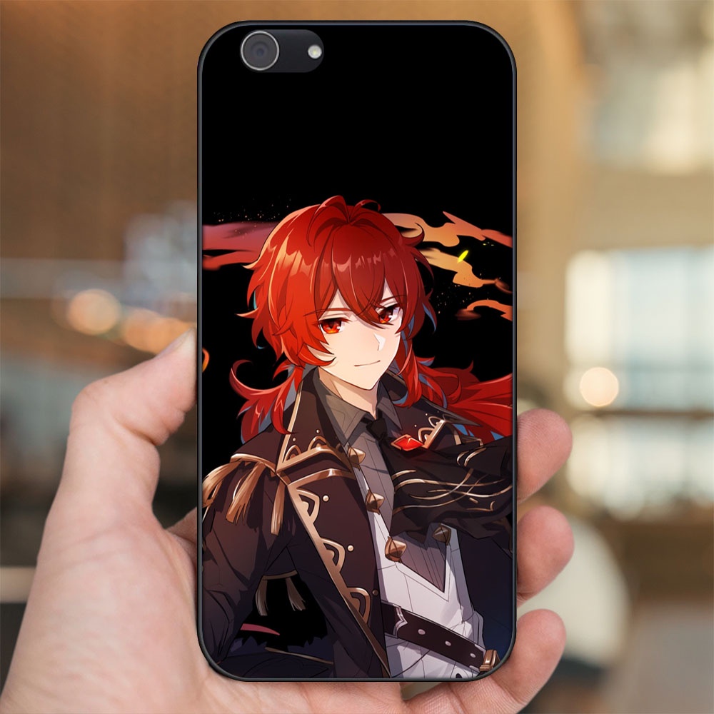 Ốp lưng Vivo Y53, Y69, Y71, Y81, Y83 viền đen in hình Diluc Genshin Impact