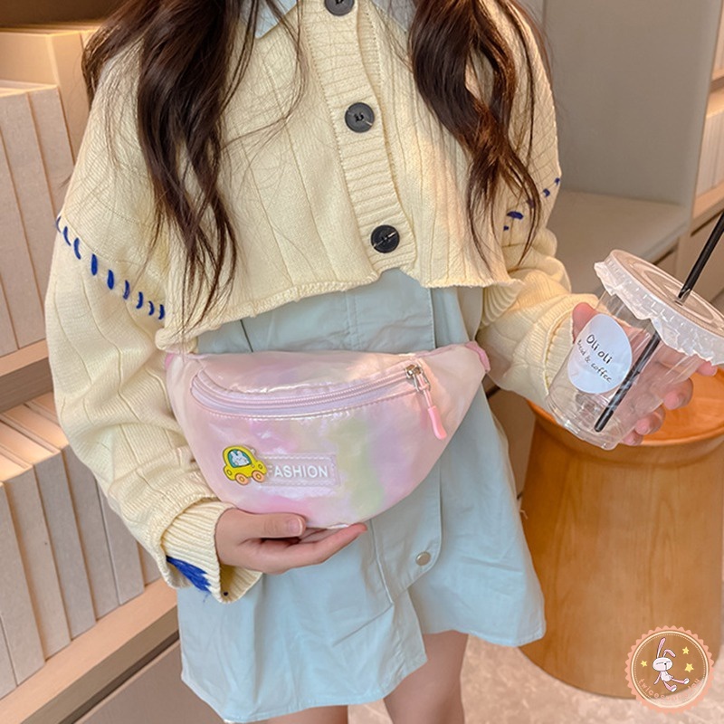 Túi Đeo Hông Bằng Da PU Màu Tương Phản Dành Cho Bé Gái