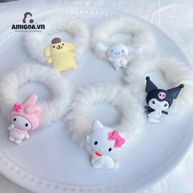✨✨Sanrio Dây Cột Tóc Phủ Lông Kiểu Dáng Ngọt Ngào Dễ Thương