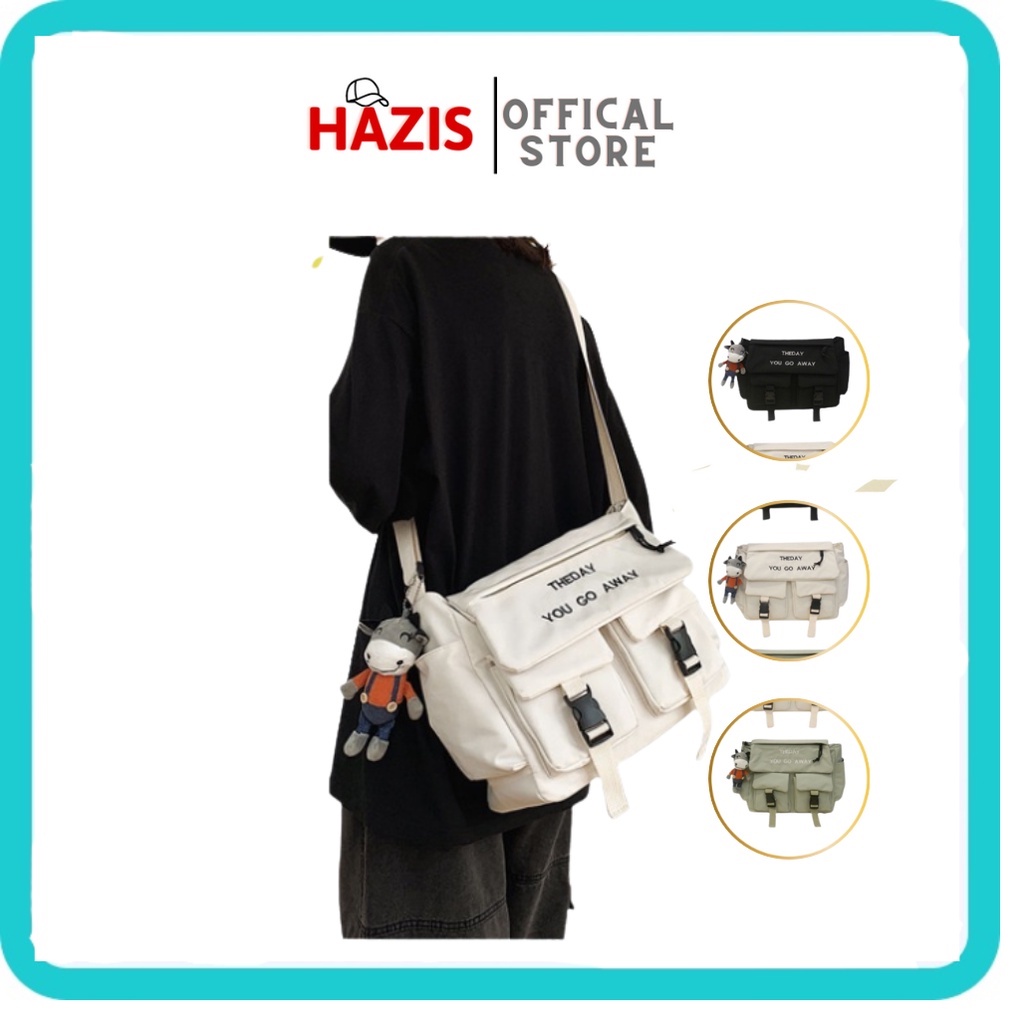 Túi đeo chéo ULZZANG THE DAY YOU WENT AWAY phong cánh UNISEX, chất vải dệt CANVAS, đẹp giá rẻ - Hazis Store