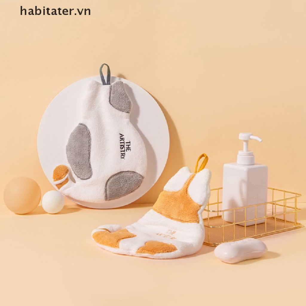 Khăn Lau Tay Vải Sợi Nhỏ Siêu Thấm Hình Mèo Dễ Thương Cho Nhà Bếp