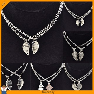 Set 2 vòng cổ mặt hình trái tim khắc chữ Best Friend cá tính hợp thời trang cho cặp đôi