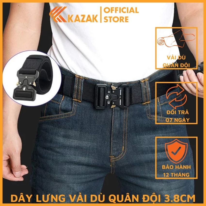 Dây Lưng Dù Quân Đội Khoá Bấm KT 3.8cm X 125cm -Thắt Lưng Nam Vải Dù Chắc Chắn - Nịt Vải Dù An Toàn Chịu Lực Tải 240kg