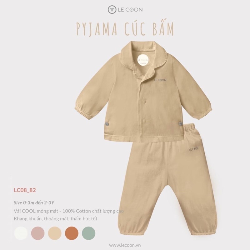 Lecoon 2022- Bộ Pyjama cúc bấm lecoon cho bé