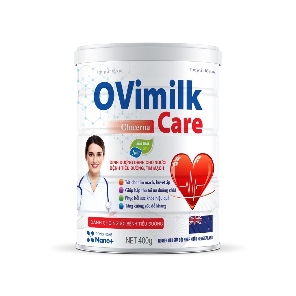 Sữa bột Ovimilk Care sữa dinh dưỡng dành cho người bệnh tiểu đường, tim mạch, Giúp hấp thụ tối ưu dưỡng chất,