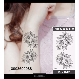 Magic tattoo, hình xăm dán hoa hồng k-042, sticker tattoo hcm, hình xăm 5-7 ngày