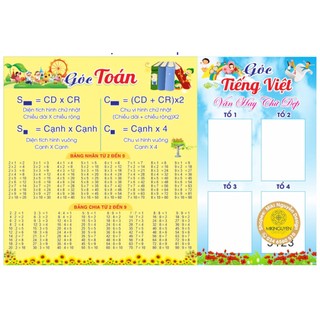Góc học toán và tiếng việt chất liệu trang trí lớp học decal dán 60x80cm, 80x100cm