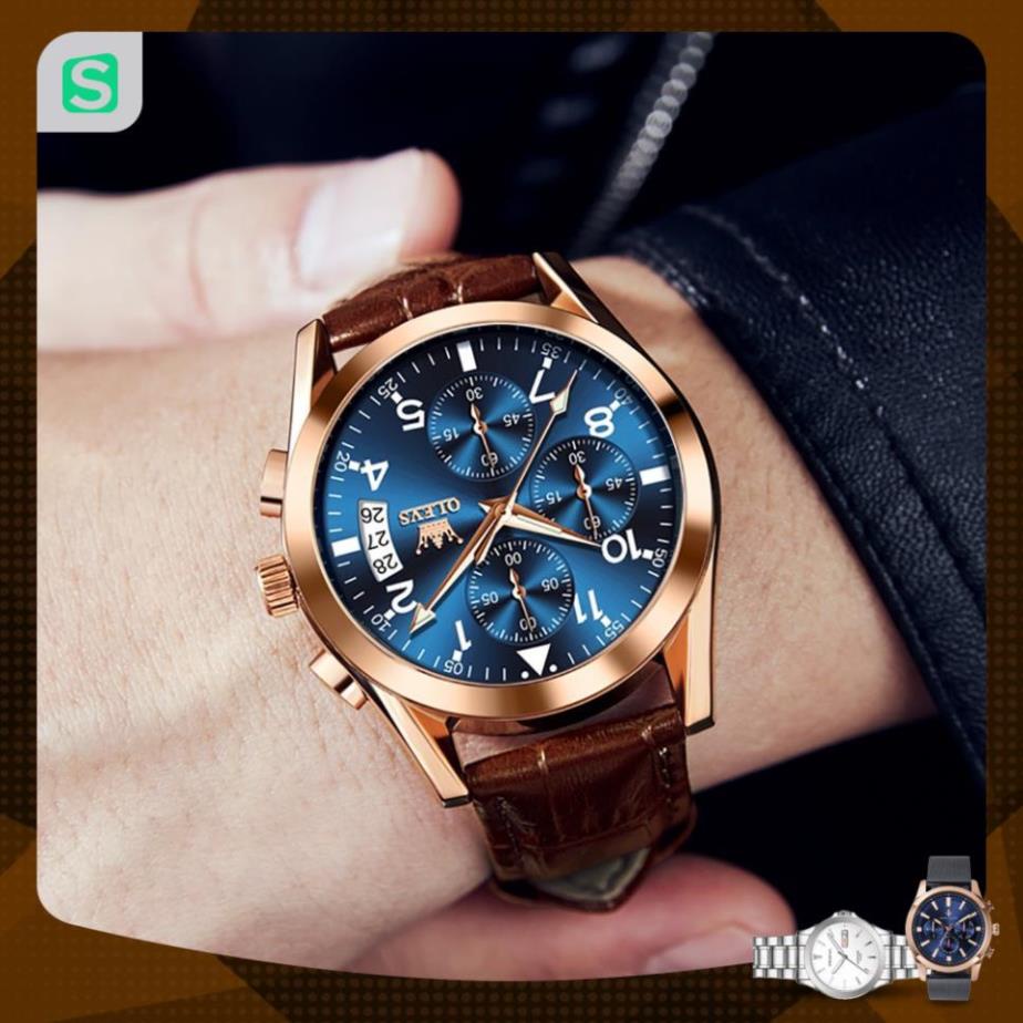 Đồng hồ nam chính hãng OLEVS 2878 dây da bò Chống thấm nước sâu hiệu ứng phát sáng