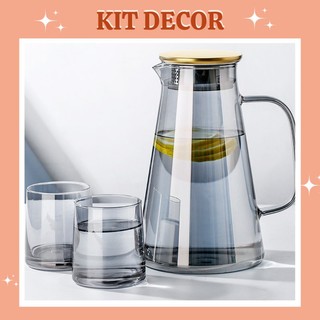 Bình hổ phách/bình xám tro - bình thuỷ tinh chịu nhiệt 1800ml màu xám tro và màu hổ phách