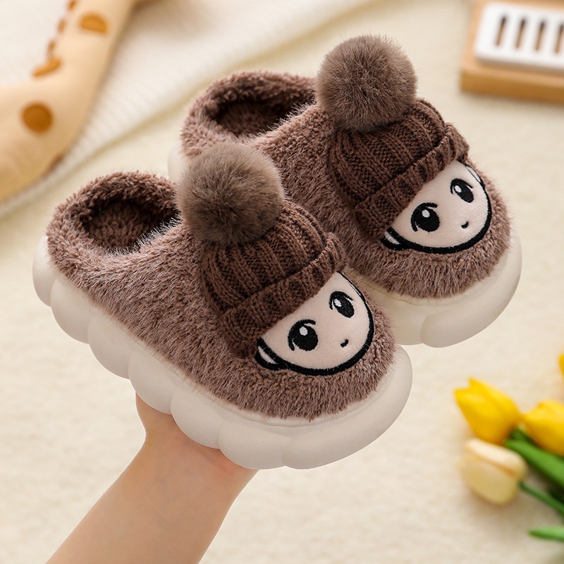 Dép Bông Đi Trong Nhà Đế Cao Su Siêu Nhẹ Chống Trơn Trượt Dành Cho Các Bé Hình Kute