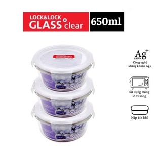 Giá sốc! Bộ 3 hộp thủy tinh lock and lock 650ml