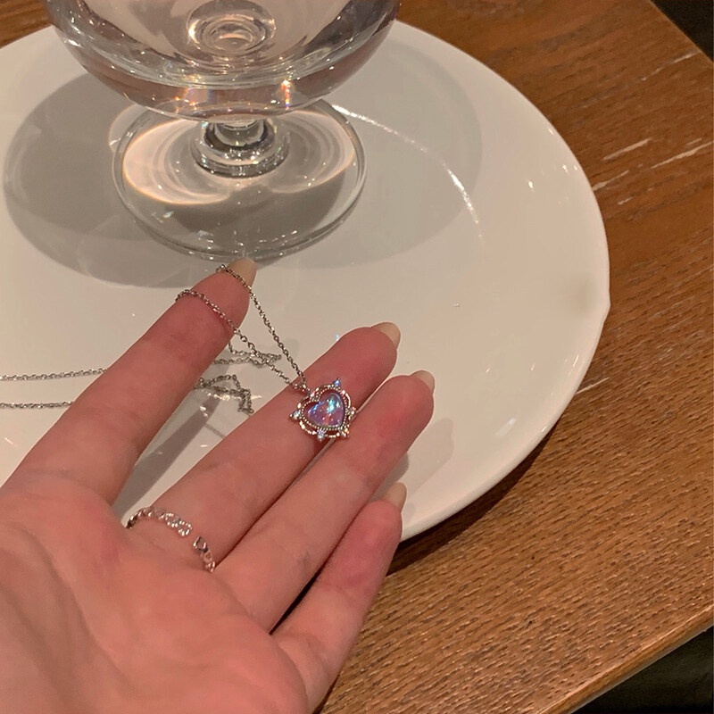 Vòng cổ Kim Loại Mặt Trái Tim Đính Đá Zircon Thời Trang