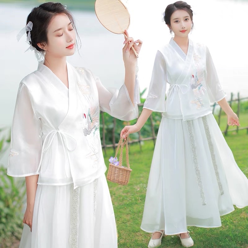 bộ set váy áo bàn trà spa kiểu cổ trang trung hoa trung quốc hán phục
